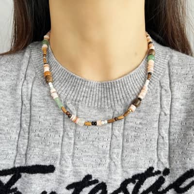 Natural Freshwater Pearl Necklace Bamboo Natural Stone Beaded Jewelry detail 3