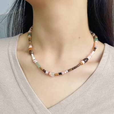 Natural Freshwater Pearl Necklace Bamboo Natural Stone Beaded Jewelry detail 4