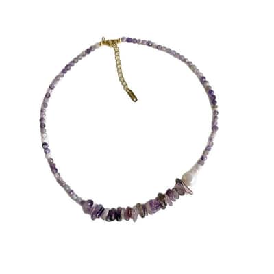 Beaded Necklace Natural Stone Freshwater Pearl Handmade Geometric Fashion detail 2