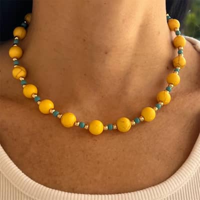 Bohemia Dopamine Beaded Necklace, Natural Stone detail 4