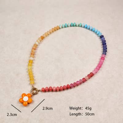 Multi Pendant Necklace Flower Charms Fashion Beaded Bohemia Style Necklace detail 3