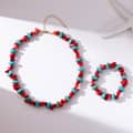 Rainbow Color Mixed-Material Stacked Necklace, Natural Stone 2