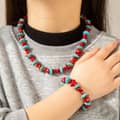 Rainbow Color Mixed-Material Stacked Necklace, Natural Stone 3