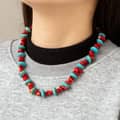 Rainbow Color Mixed-Material Stacked Necklace, Natural Stone 4