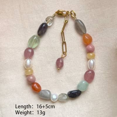 Handcrafted Natural Stone Beaded Necklace, Earrings, and Bracelet Set detail 3