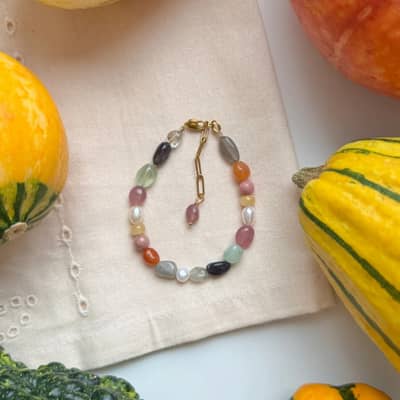 Handcrafted Natural Stone Beaded Necklace, Earrings, and Bracelet Set detail 4