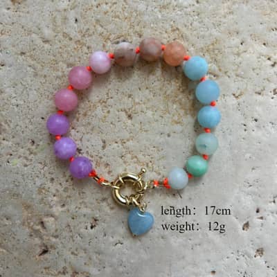 Heart Bracelet and Necklace Set, Colorful Strands, Stainless Steel detail 2