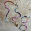 Heart Bracelet and Necklace Set, Colorful Strands, Stainless Steel 6