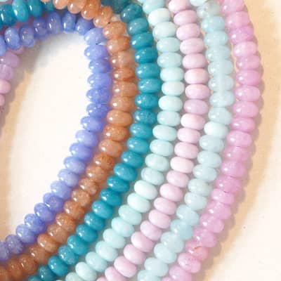 Pastel Rainbow Beaded Flower Necklace, Natural Stone Charm detail 3