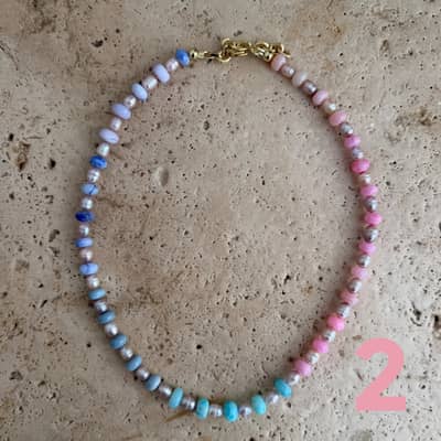 Colorful Natural Stone Beaded Stainless Steel Choker Necklace detail 3