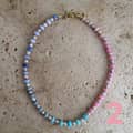 Colorful Natural Stone Beaded Stainless Steel Choker Necklace 3