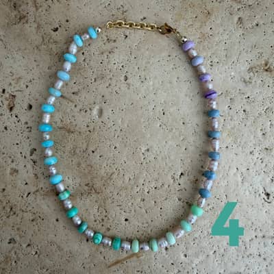 Colorful Natural Stone Beaded Stainless Steel Choker Necklace detail 4