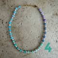 Colorful Natural Stone Beaded Stainless Steel Choker Necklace 4