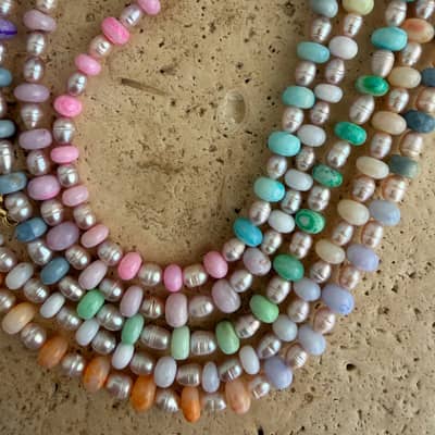 Colorful Natural Stone Beaded Stainless Steel Choker Necklace detail 6