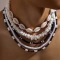 Bohemian 5pcs Set Seashell Wooden Coconut Bead Necklace Accessory Men's Trendy Hip-Hop Puka Chips Ocean Beach Choker Chain 2