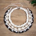 Bohemian 5pcs Set Seashell Wooden Coconut Bead Necklace Accessory Men's Trendy Hip-Hop Puka Chips Ocean Beach Choker Chain 5