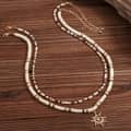 Simple Fashion Handmade Seed Bead Choker Trendy Ivory Wood Coconut Necklace With Gold Sun Charm Summer Men's Hip-Hop Jewelry 5