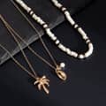 Fashion Handmade Wood Coconut Beaded Choker Jewelry With Gold Plated Seashell Tree Pendant Necklace Summer Holiday 4