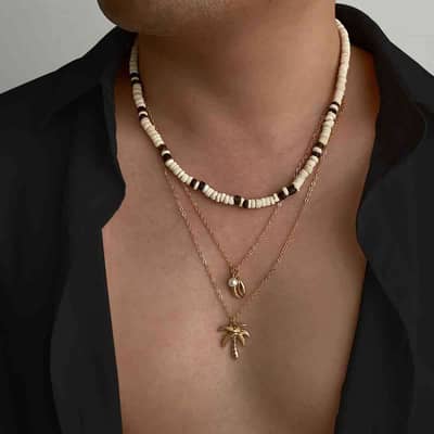 Fashion Handmade Wood Coconut Beaded Choker Jewelry With Gold Plated Seashell Tree Pendant Necklace Summer Holiday detail 5