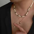 Fashion Handmade Wood Coconut Beaded Choker Jewelry With Gold Plated Seashell Tree Pendant Necklace Summer Holiday 6