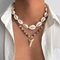 Trendy Hand Woven Ocean Puka Shell Choker Fashion Coconut Wood Beaded Fake Shark Tooth Charm Necklace 1