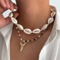 Trendy Hand Woven Ocean Puka Shell Choker Fashion Coconut Wood Beaded Fake Shark Tooth Charm Necklace 4