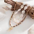 Trendy Hand Woven Ocean Puka Shell Choker Fashion Coconut Wood Beaded Fake Shark Tooth Charm Necklace 6