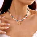 Summer Beach Sealife Ocean Series Cowrie Pearl Seashell Conch Beaded Necklace and Bracelet Set 5