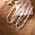 Summer Natural Stone Rose Quartz Agate Pearl Beaded Choker Kawaii Fashion Sweet Gold Ocean Sealife Starfish Pendant Necklace Set 1