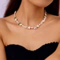 Summer Natural Stone Rose Quartz Agate Pearl Beaded Choker Kawaii Fashion Sweet Gold Ocean Sealife Starfish Pendant Necklace Set 5