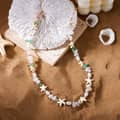 Summer Natural Stone Rose Quartz Agate Pearl Beaded Choker Kawaii Fashion Sweet Gold Ocean Sealife Starfish Pendant Necklace Set 6