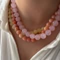 Natural Stone Bead Necklace 8-10mm Round, PVD Stainless Steel 3
