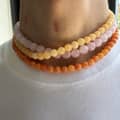 Natural Stone Bead Necklace 8-10mm Round, PVD Stainless Steel 5