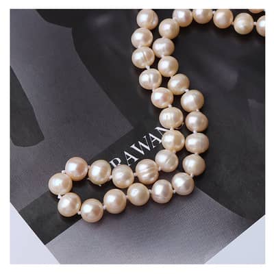 8mm Natural Freshwater Pearl Handmade Beaded Necklace, Elegant detail 4