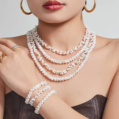 French Natural Shell Beaded Necklace Bracelet Set Waterproof Stainless Steel Summer Jewelry detail 2