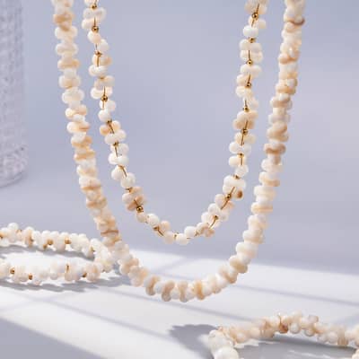 French Natural Shell Beaded Necklace Bracelet Set Waterproof Stainless Steel Summer Jewelry detail 6