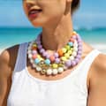 Round Geometric Acrylic Beaded Necklace, Bohemian Detachable Heart Pendant 1