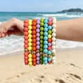 Round Geometric Acrylic Beaded Necklace, Bohemian Detachable Heart Pendant 2