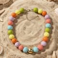 Round Geometric Acrylic Beaded Necklace, Bohemian Detachable Heart Pendant 5