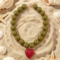 Round Geometric Acrylic Beaded Necklace, Bohemian Detachable Heart Pendant 6
