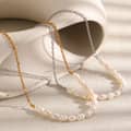 Natural Freshwater Pearl Necklace, Stainless Steel 18K Gold Waterproof Chain 1