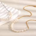 Natural Freshwater Pearl Necklace, Stainless Steel 18K Gold Waterproof Chain 3