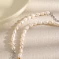 Natural Freshwater Pearl Necklace, Stainless Steel 18K Gold Waterproof Chain 4