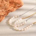 Natural Freshwater Pearl Necklace, Stainless Steel 18K Gold Waterproof Chain 5