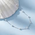 Adjustable Station Necklace with Natural Freshwater Pearl, 925 Sterling Silver, 3.5-4mm 2