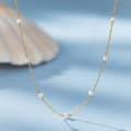 Adjustable Station Necklace with Natural Freshwater Pearl, 925 Sterling Silver, 3.5-4mm 3