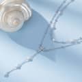 Multi-layer Cross Lariat Necklace with Cultured Freshwater Pearl, 925 Sterling Silver 2