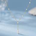 Dainty Adjustable Y Drop Lariat Necklace with Natural Freshwater Pearl, 925 Sterling Silver 2