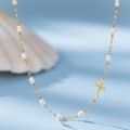 Dainty Cross Pendant Necklace with Cultured Freshwater Pearl, 925 Sterling Silver 1