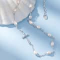 Dainty Cross Pendant Necklace with Cultured Freshwater Pearl, 925 Sterling Silver 3